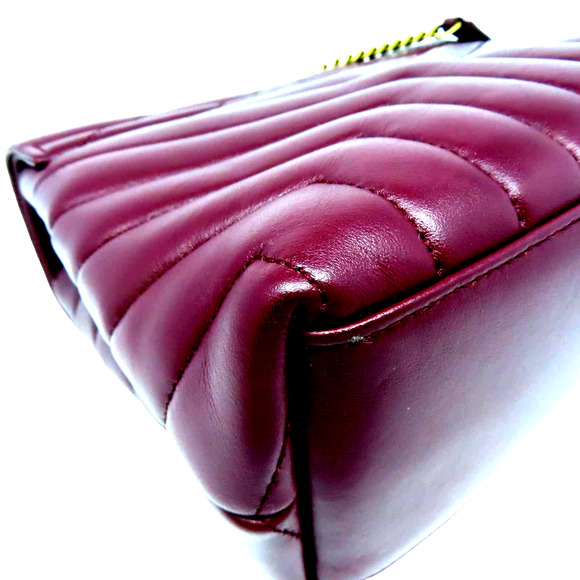 💎✨BEAUTIFUL✨💎 YVES SAINT LAURENT Small Bag Chain Calfskin Rouge Legion Red - Picture 7 of 14